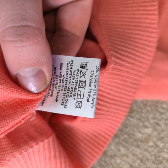 Marks & Spencer Oliver Bonas Quiet Luxury Wool Peach Cowl Turtle Neck Sweater S - Picture 8 of 9